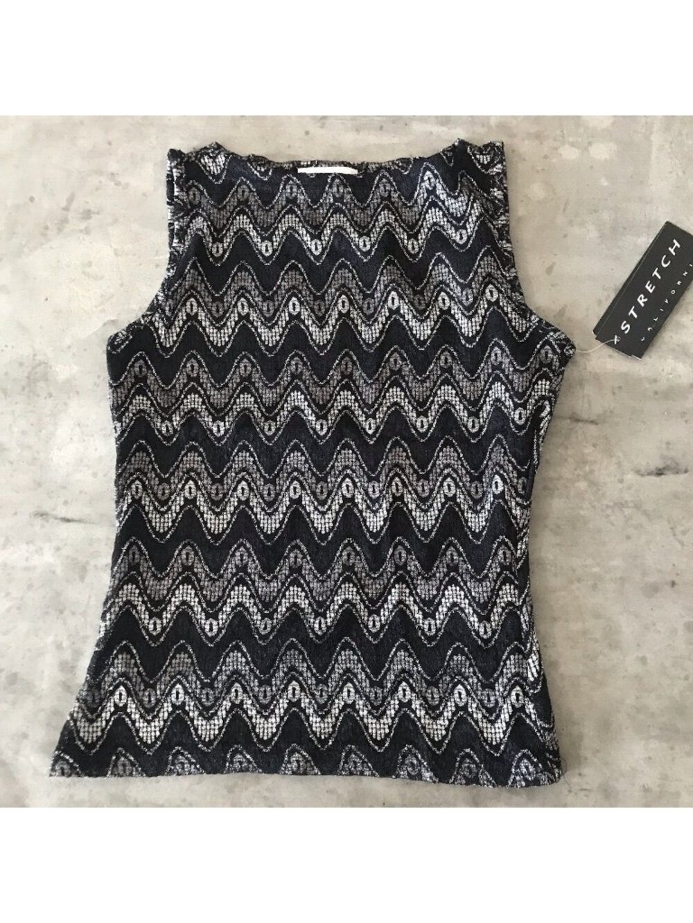 Vintage 90s Y2K A Byer Top Medium Mesh Stretch Metallic Going Out Club Fairy USA